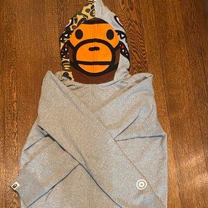 BAPE Milo Shark full zip hoodie Gray Size L